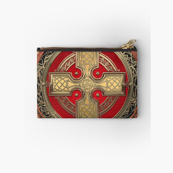 Item preview, Ancient Celtic Sacred Gold Knot Cross over White Leather designed and sold by Serge Averbukh Art Studio.