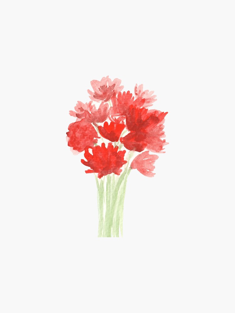 Red Azalea Flower Bouquet original watercolor painting by jenofalltradesc