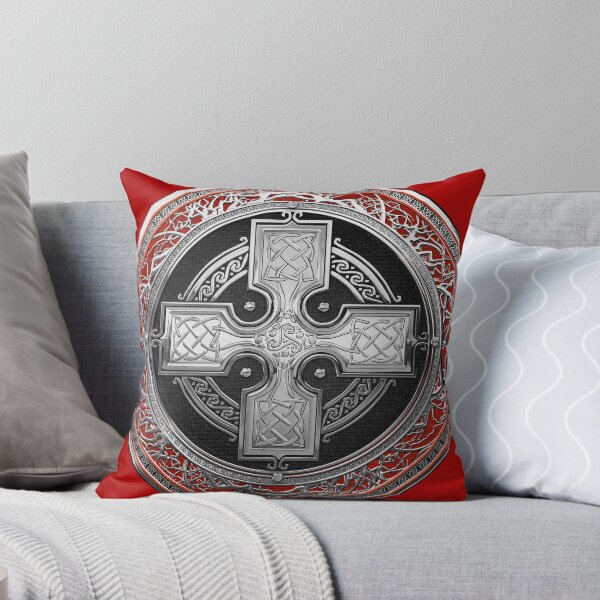 Item preview, Ancient Celtic Sacred Silver Knot Cross over Red Leather designed and sold by Serge Averbukh Art Studio.