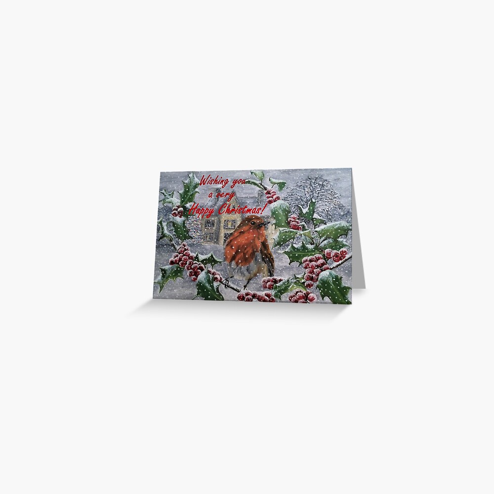 Robin in Snow Christmas Card Greeting Card