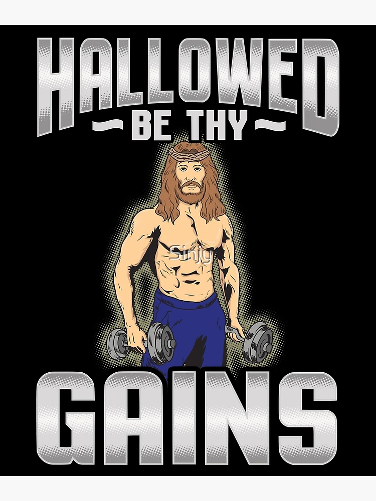 Hallowed Be Thy Gains Jesus Weight Lifting Bodybuilding Rug by Yestic