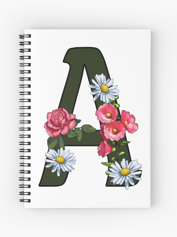 A: Letter A Initial Personalized Monogram Notebook - Pink Green
