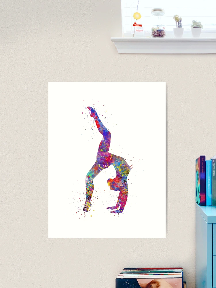 Gymnastics girl, watercolor gymnastics, teen gift, gymnastics wall