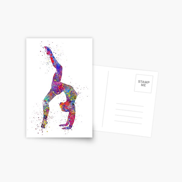 Gymnastics girl, watercolor gymnastics, teen gift, gymnastics wall art Postcard