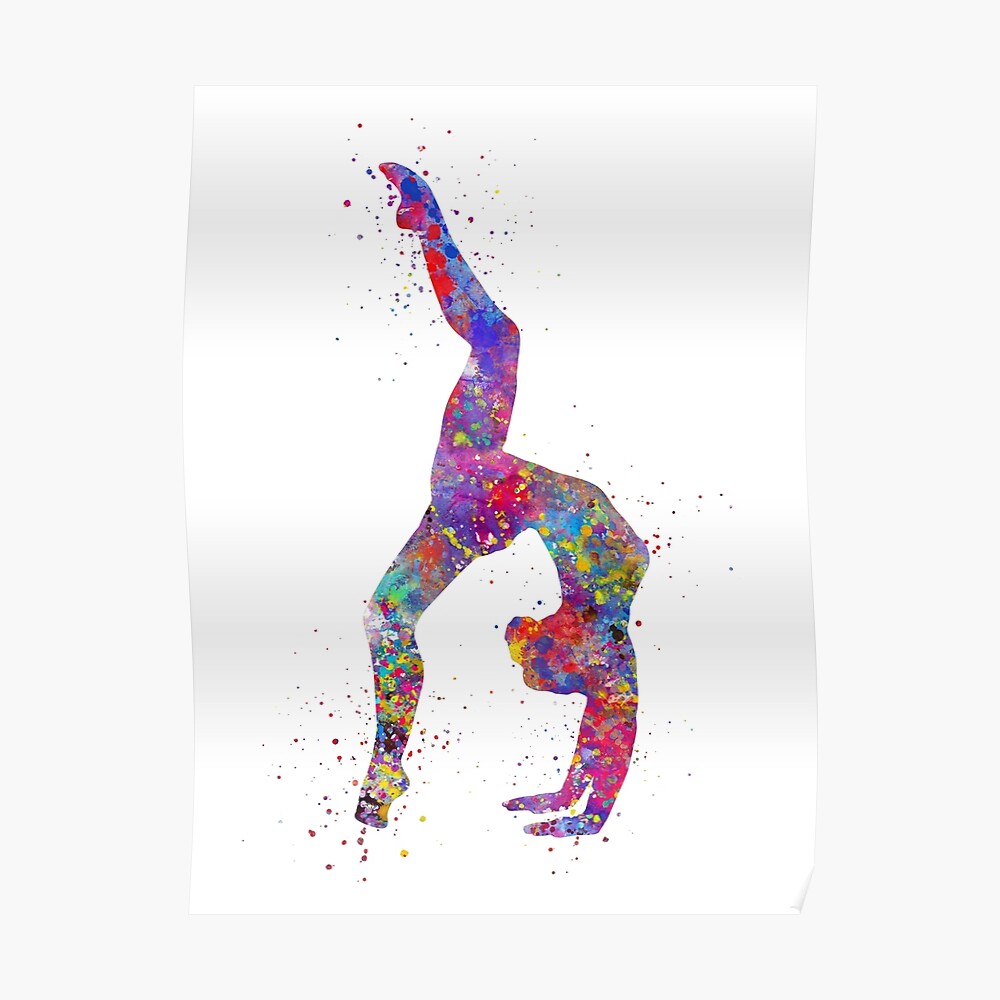 Gymnastics Girl Watercolor Gymnastics Teen T Gymnastics Wall Art Poster By Rosaliartbook