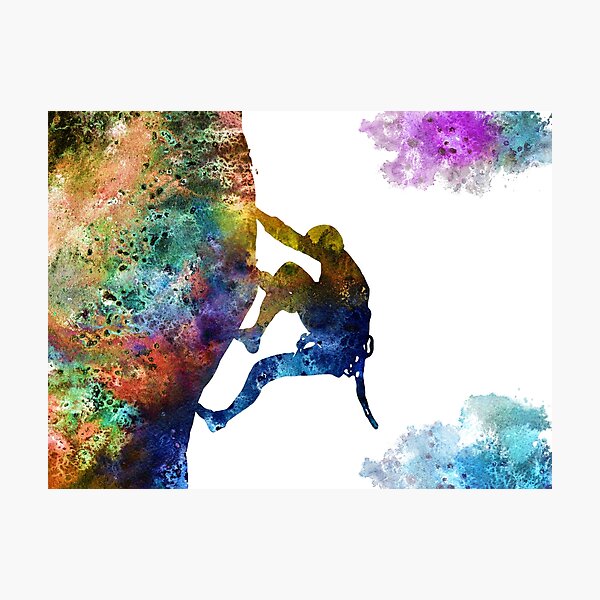 Item preview, Rock climbing extreme sport man, climbing man, climber, watercolor rock climbing designed and sold by Rosaliartbook.