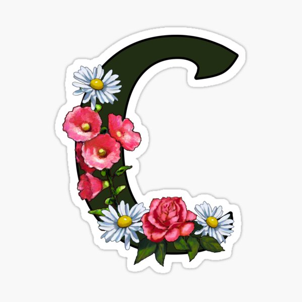 Funlucy Monogram Letter C With Powder White Rose Floral Wall Decor Art  Decals Initial Letter C Vinyl…See more Funlucy Monogram Letter C With  Powder