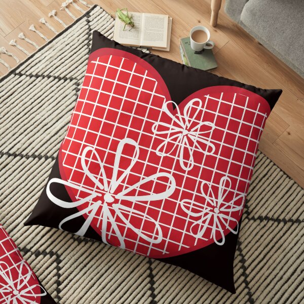Flowered Hearts- Graphic Design Floor Pillow