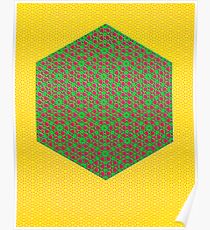 Silicon Atoms HyperCube Yellow Green Red Poster