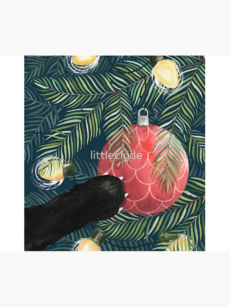 Thumbnail 5 of 5, Shower Curtain, Here Comes Santa Claws designed and sold by littleclyde.