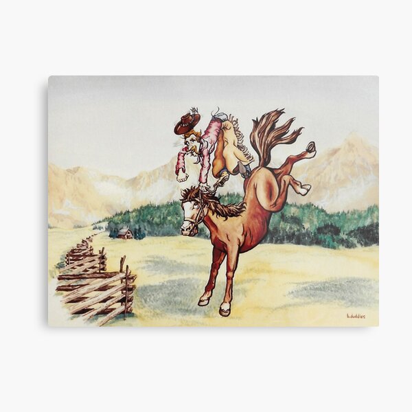 Original watercolor painting of a bucking bronco Metal Print