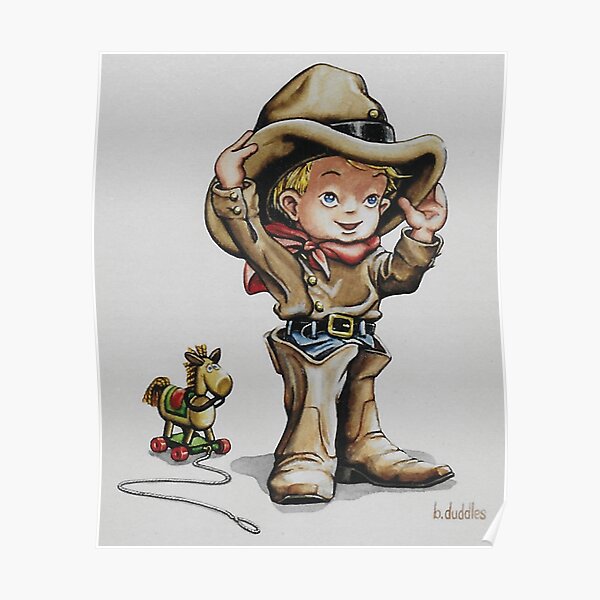 Original watercolor painting of a Lil Buckaroo Poster
