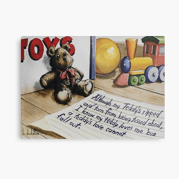 Original watercolor painting of a Teddy Bears love Metal Print