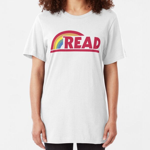 Retro Reading Rainbow Read Parody Teacher, Student, Avid Reader, Book Club, Reading, Graphic Slim Fit T-Shirt