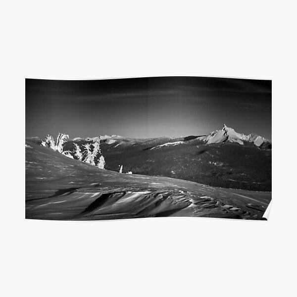 Mt. Thielsen, Oregon Cascades Landscape in Black and White Poster
