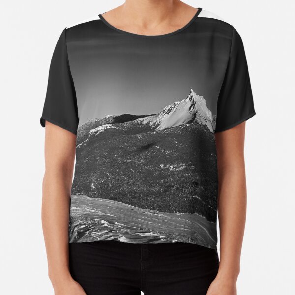 Mt. Thielsen, Oregon Cascades Landscape in Black and White Chiffon Top