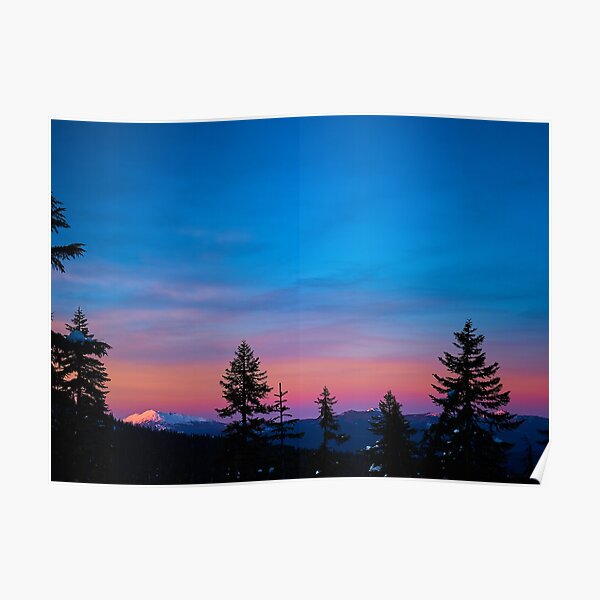 Diamond Peak, Oregon Winter Sunset Poster