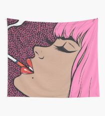 Pink Smoking Comic Girl Wall Tapestry