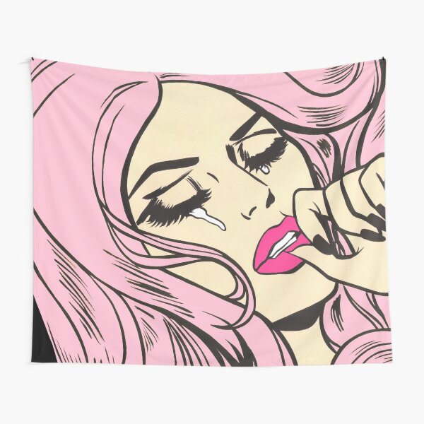 Pastel Pink Sad Girl Tapestry