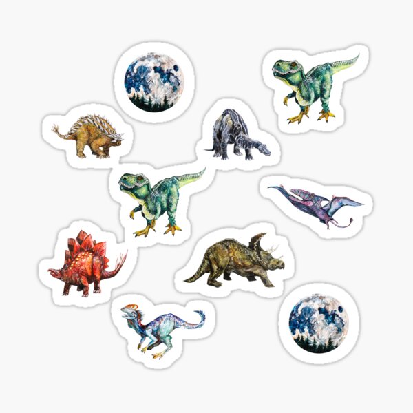 Florasaurus ilustraciones de acuarela Pegatina