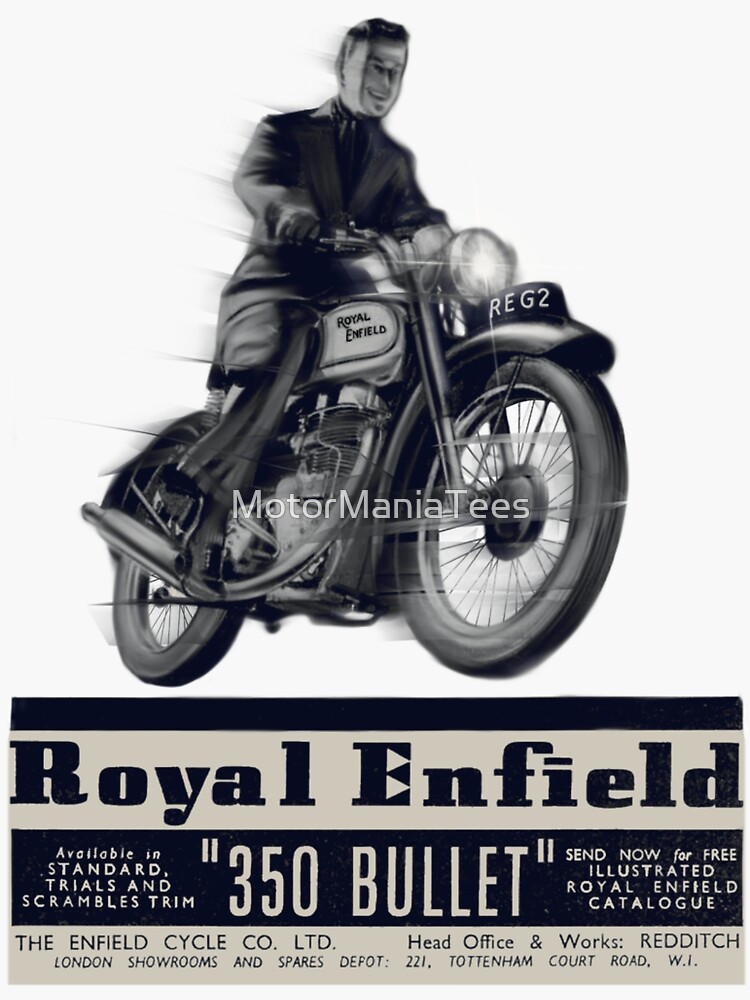 Royal Enfield Bullet Motorcycle Advertising By MotorManiac Sticker For Sale By