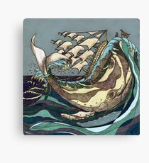 Leviathan Strikes - Whale, Sea and Sailing Ship Canvas Print