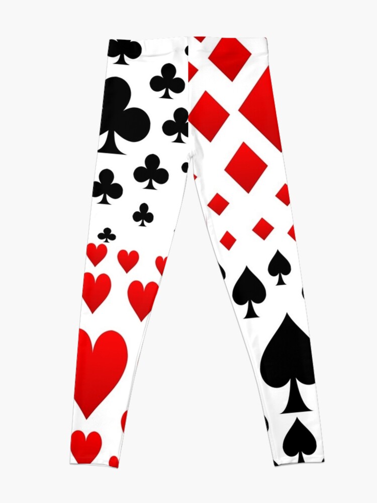 Alternate view of DECORATIVE RED & BLACK PLAYING CARDS ART Leggings