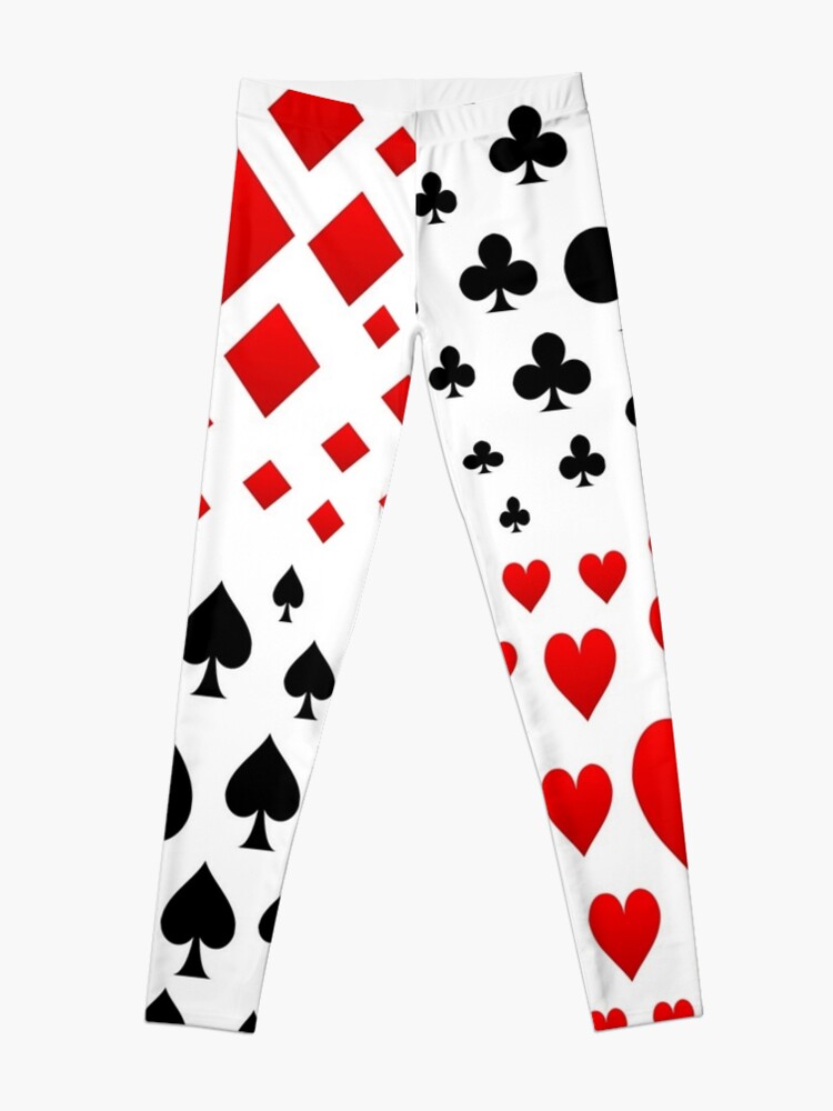 Alternate view of DECORATIVE RED & BLACK PLAYING CARDS ART Leggings