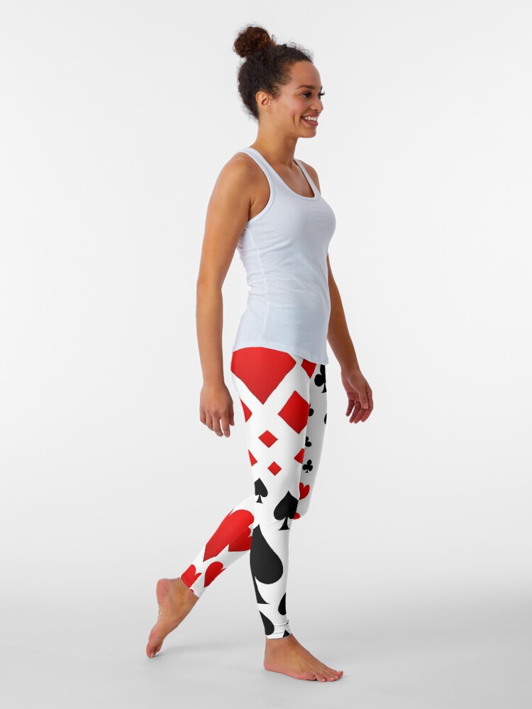 Alternate view of  DECORATIVE  RED  & BLACK PLAYING CARDS ART Leggings