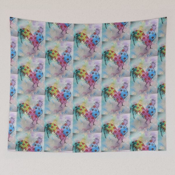 Item preview, Polka Dot Rooster Watercolor Painting Rainbow designed and sold by Sarah  Rajkotwala.