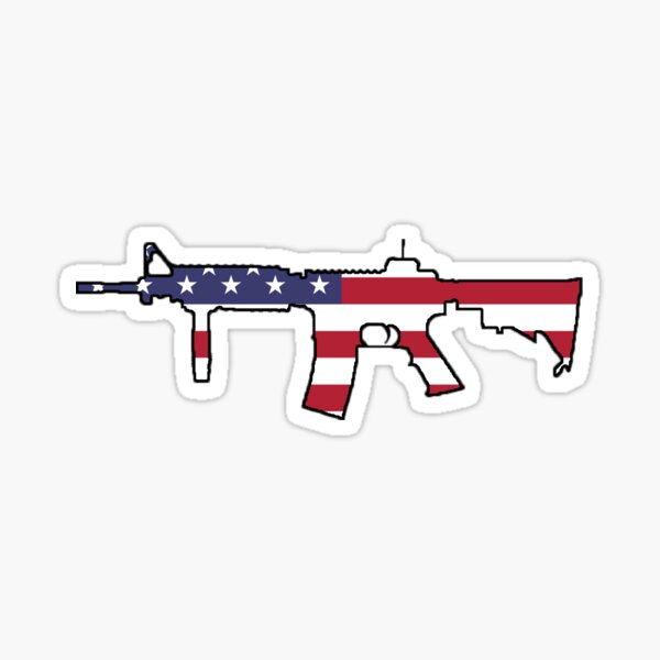 Vista previa del artículo con la obra «Silueta de la bandera estadounidense M4», diseñado y vendido por MilitaryMud.