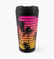 Cool 80s Style Tropical Sunset Travel Mug