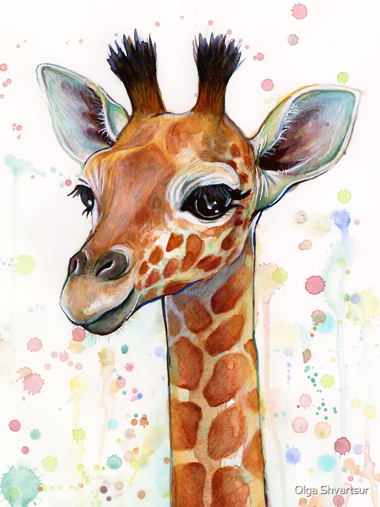 Baby Giraffe Watercolor Painting, Nursery Art by olga-shvartsur