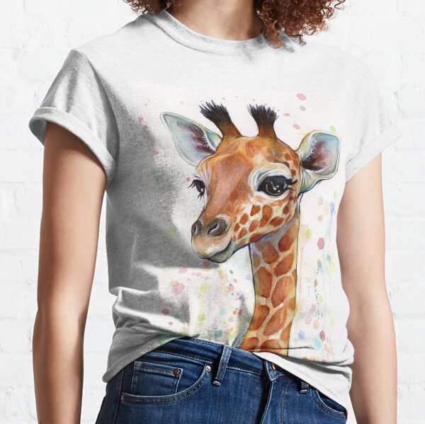 Baby Giraffe Watercolor Painting, Nursery Art Classic T-Shirt