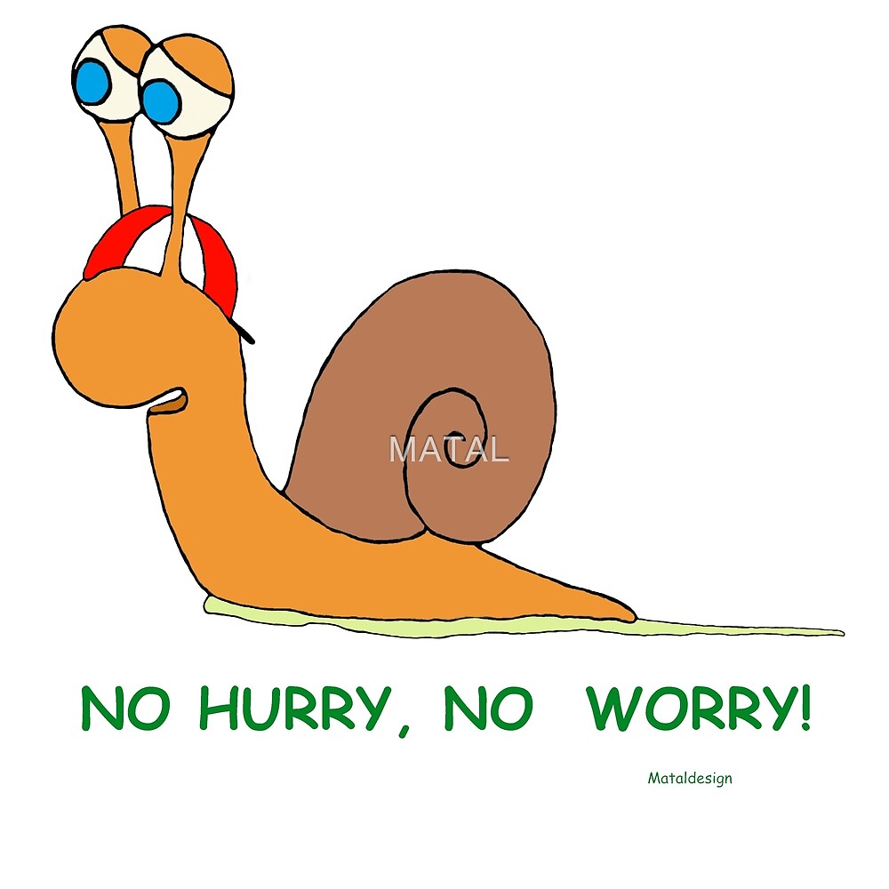 Cartoon Snail No Hurry No Worry By Matal Redbubble