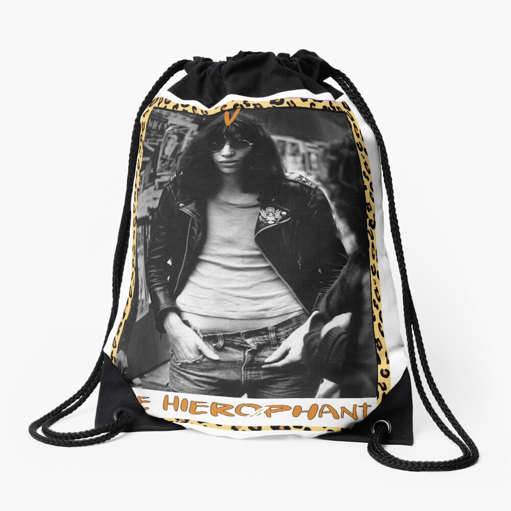 Punk Tarot - The Hierophant - Joey Ramone Drawstring Bag