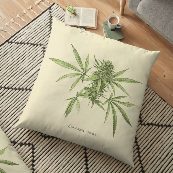 Estampado botánico vintage - Cannabis Cojines de suelo