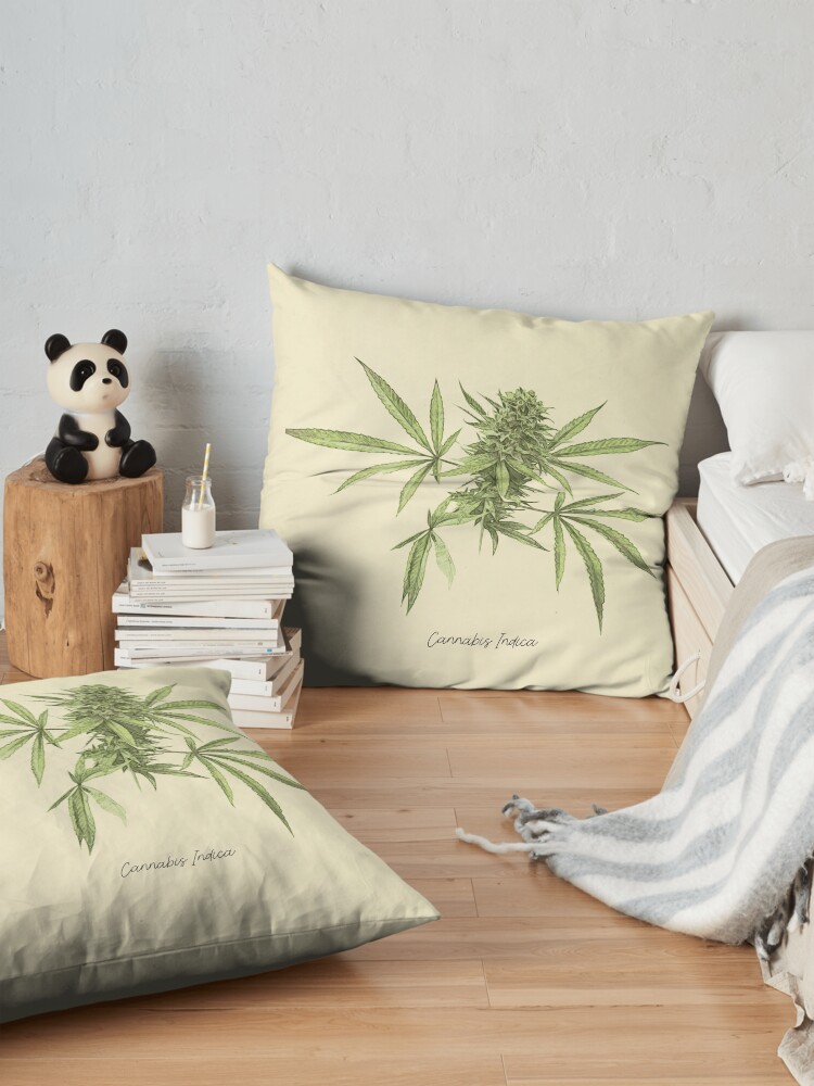 Alternate view of Vintage botanical print - Cannabis Floor Pillow