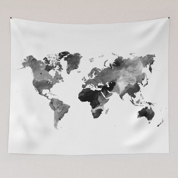 Item preview, Design 42 World Map Greyscale designed and sold by artbylucie.