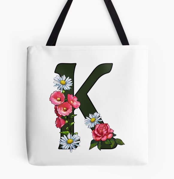 Heart Initial Letter K Monogram Name Calligraphy' Tote Bag