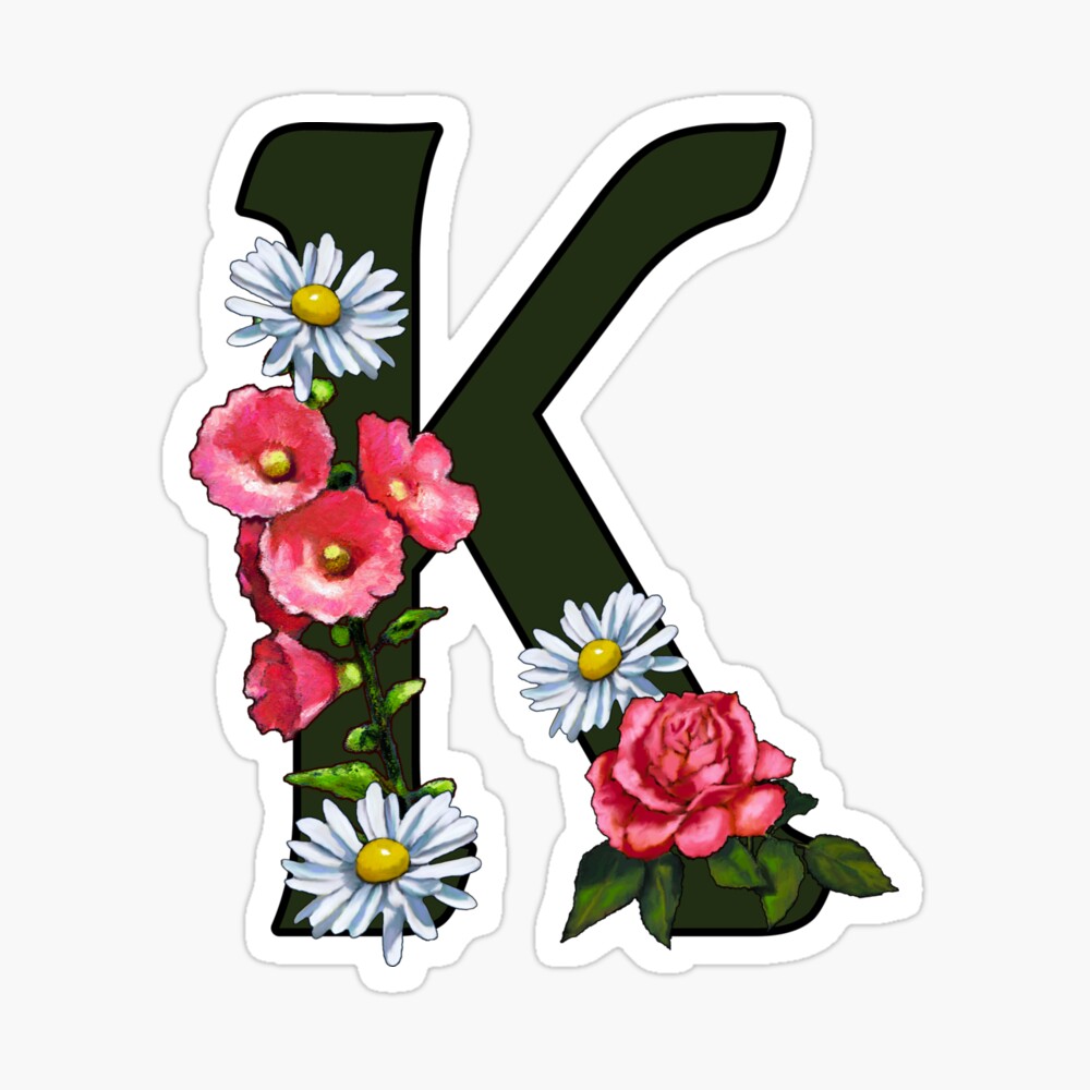 K Letter K Initial Monogram Alphabet Letter Floral Art Poster By Joyce Redbubble