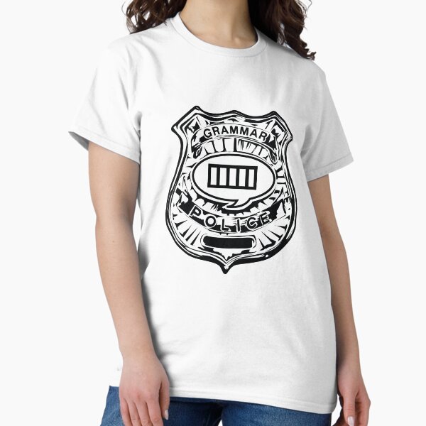 Vista previa del artículo con la obra «Policía de gramática», diseñado y vendido por SillyShirtsLOL.