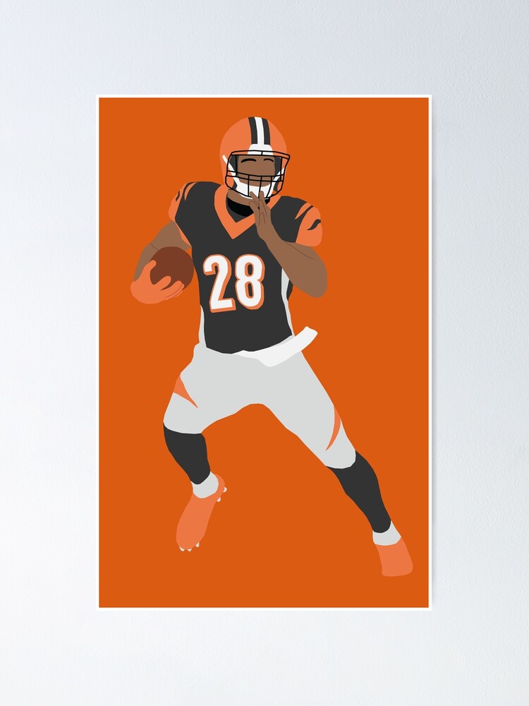 Joe Mixon Cincinnati Bengals Football White Jersey Poster Man 