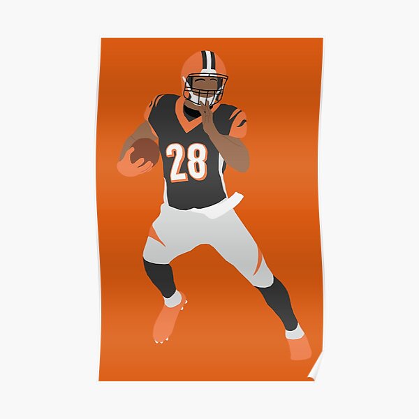 Joe Mixon Cincinnati Bengals Football White Jersey Poster Man 