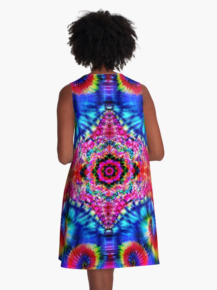 Thumbnail 3 of 4, A-Line Dress, Tie-Dye Psychedelic / New-Age Hippie Festival designed and sold by Inspired Images.