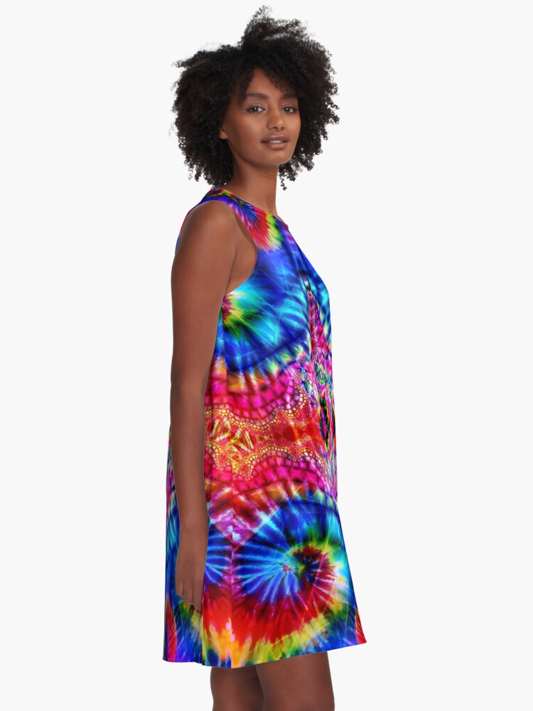 Thumbnail 2 of 4, A-Line Dress, Tie-Dye Psychedelic / New-Age Hippie Festival designed and sold by Inspired Images.