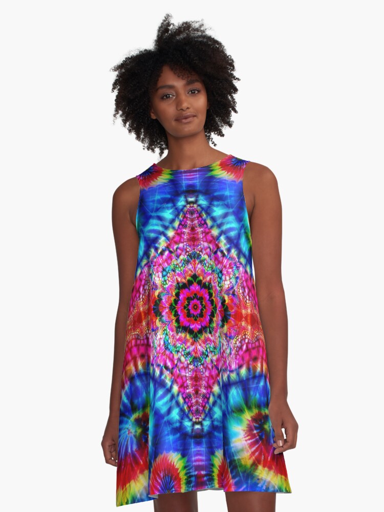 Thumbnail 1 of 4, A-Line Dress, Tie-Dye Psychedelic / New-Age Hippie Festival designed and sold by Inspired Images.