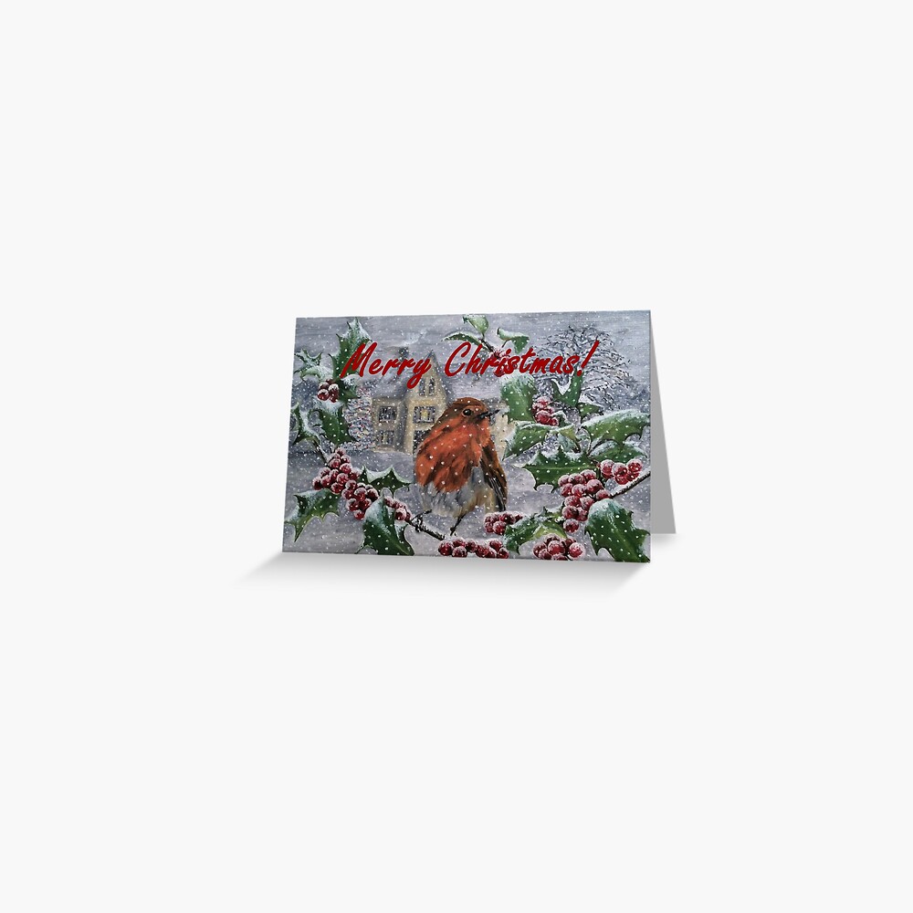 Merry Christmas Robin Card Greeting Card
