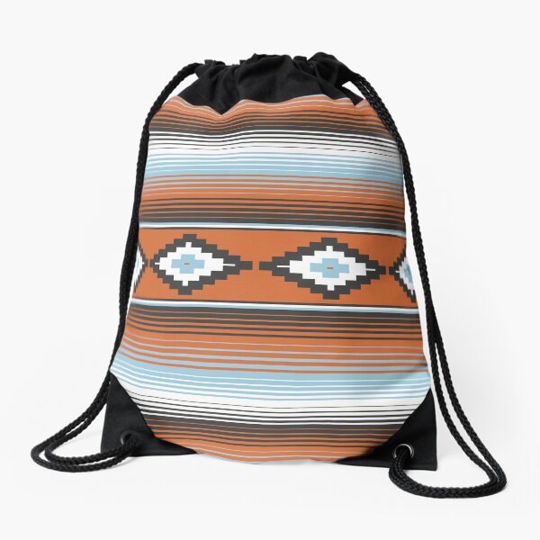 Aperçu de l'œuvre Serape mexicain moderne en marron et bleu créée et vendue par House of Haha.