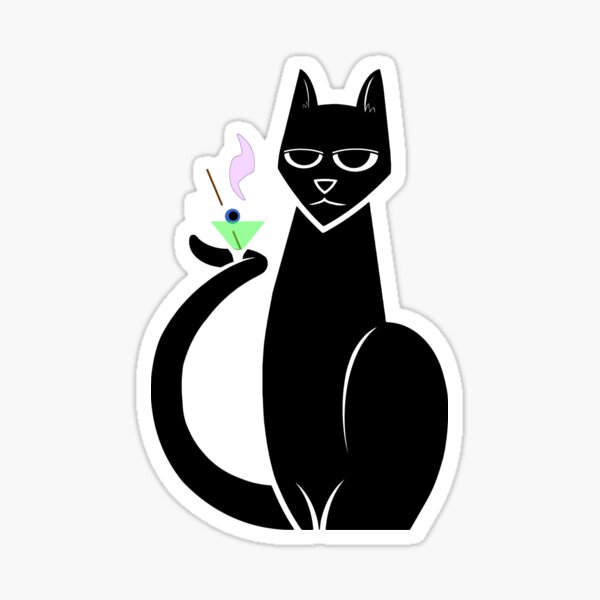 Martini Down Monday - Cat sippin' Sticker